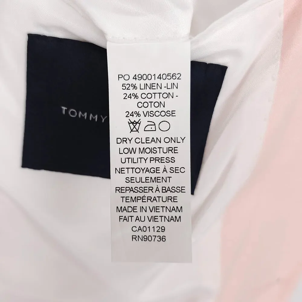 Tommy Hilfiger Mens Modern Fit Sport Coat 36S Pink Solid Linen Cotton Blend NWT